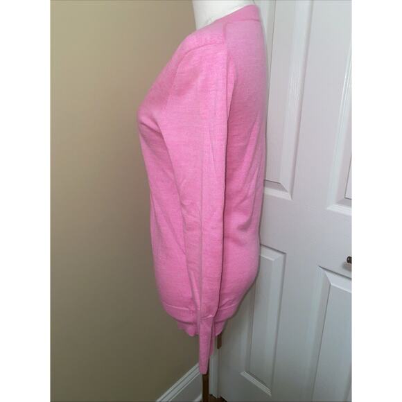J Crew Sweater Pink V Neck 100% Merino Wool Size XS - Picture 3 of 6
